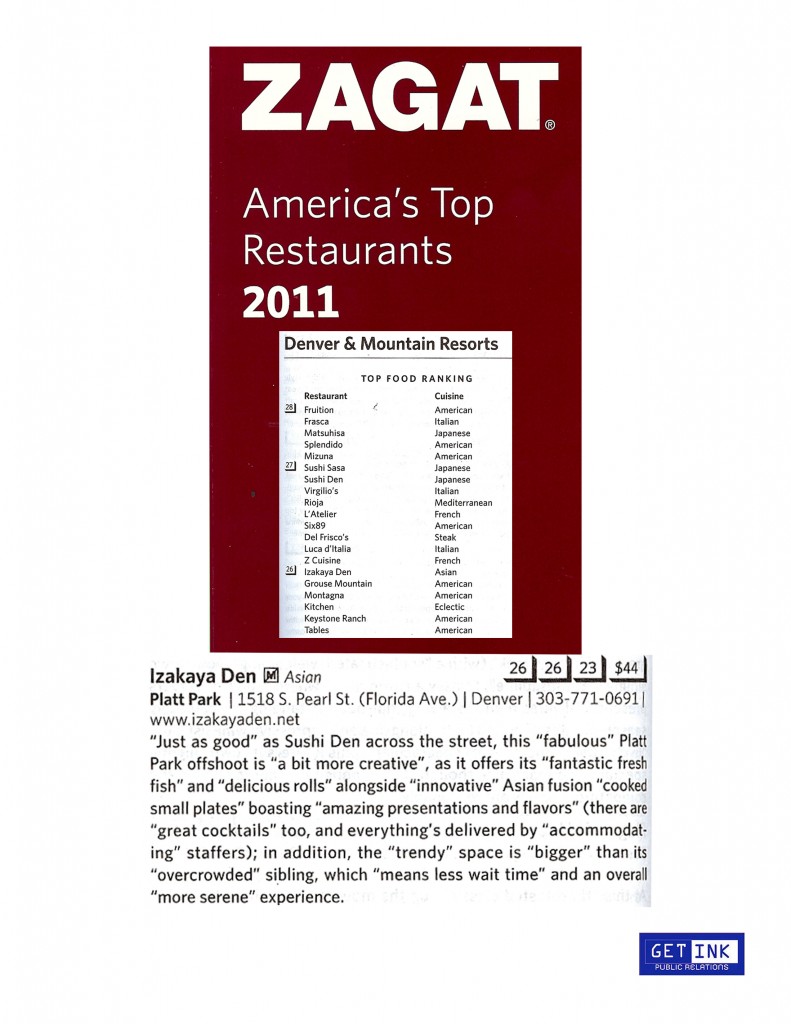 Zagat Guide 2011